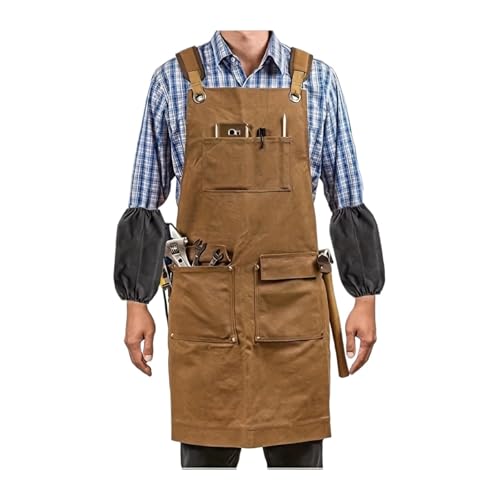 Zeuan Welding Apron Waxed Canvas Woodworking Apron With 9 Tool Pockets And Holders - Carpenters Gift With Waterproof Black For Welders Men Women