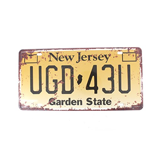 6x12 Inches Vintage Feel Metal Tin Sign Plaque for Home,Bathroom and Bar Wall Decor Car Vehicle License Plate Souvenir (New Jersey UGD-43U)