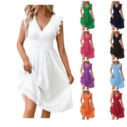 Robe boheme chic au genou avec dentelle ajouree et finitions detaillees de qualite