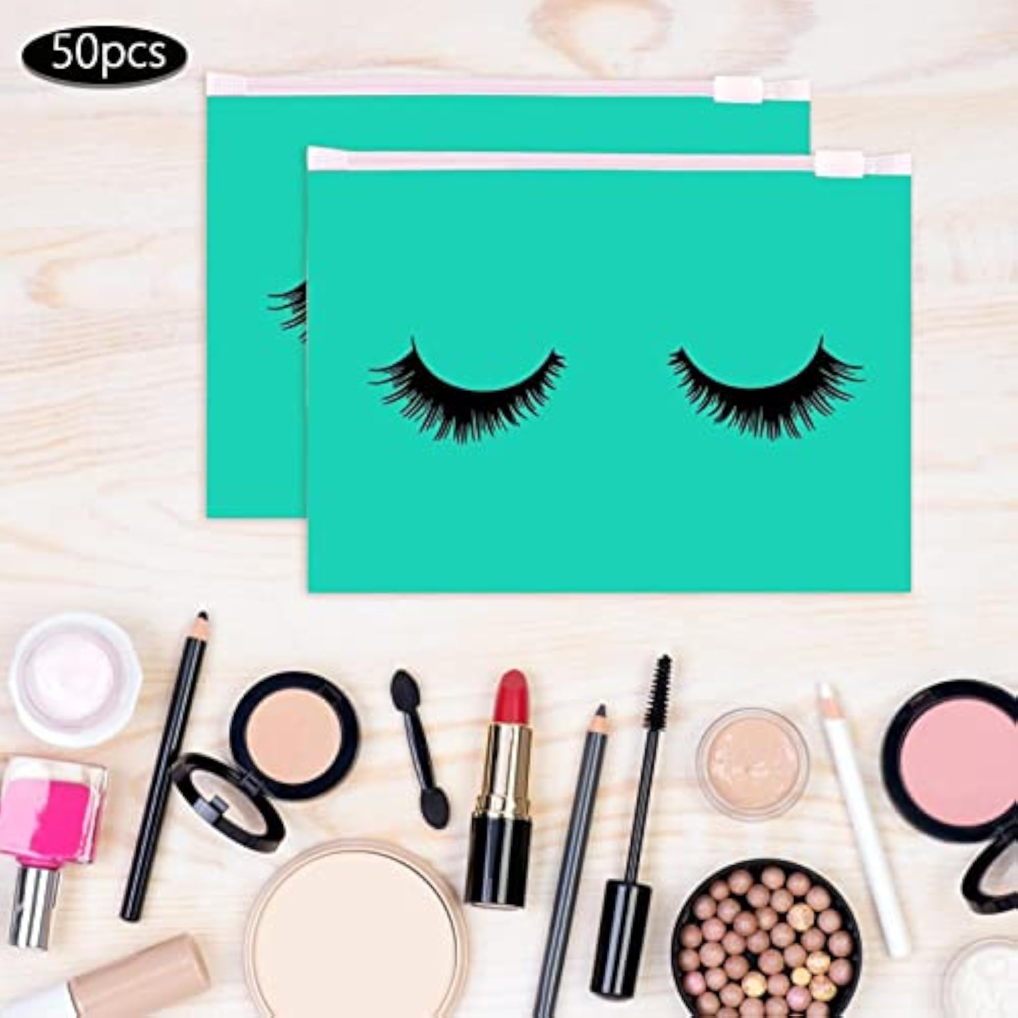 Multipurpose 50Pcs Eyelash Bags with Zipper