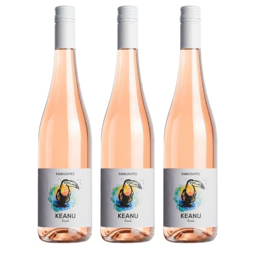 FairGrapes Roséwein Keanu Trocken | 91 Punkte Falstaff | Erdbeere & Himbeere | Vegan (3 x 0.75 l)