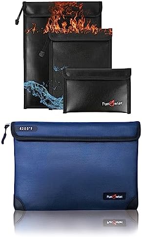 Fireproof Money Bag For Cash Fireproof & Waterproof Document Bag Set – 2 Sizes (Large & Small) For Protecting Cash, Passports, Tablets & Papers Up To 2000°F Fire Bag - View #6
