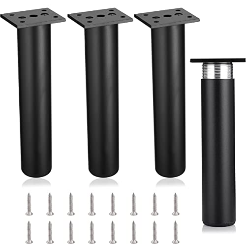 MixDora 4Pcs Adjustable Furniture Legs Black Metal Sofa feet Aluminum Alloy Couch Legs Wardrobe Foot Bed Feet Furniture Replacement Legs