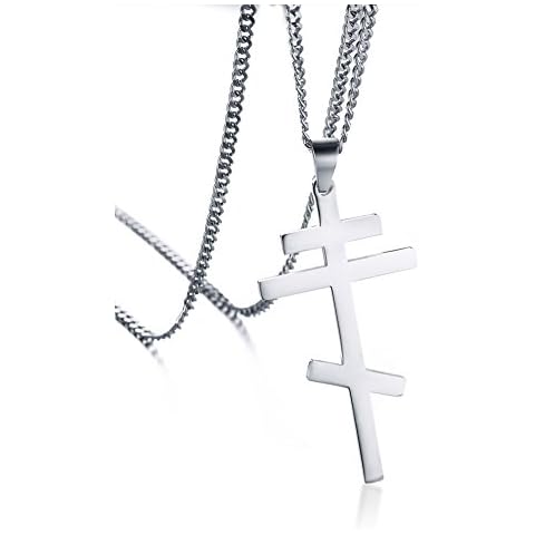 Vnox Stainless Steel Russian Orthodox Cross Necklace Cover