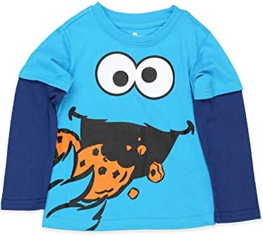 Sesame Street Elmo and Cookie Monster Boys T-Shirt for Infant and Toddlers – Blue or Red