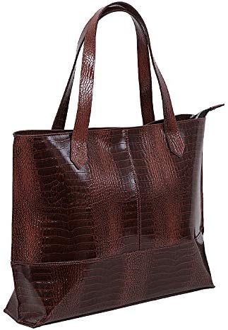 CAGIA Borsa a mano in vera pelle per donna – Borsa elegante per lavoro, ufficio, shopping, viaggi – Borsa alla moda con spalline piatte e cerniera durevole