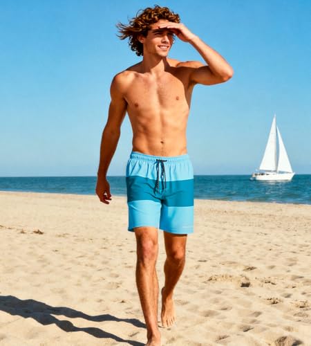 Image of HODOSPORTS Mens 7 inch Swim Trunks with Compression Liner S-6XL Quick Dry Swimming Shorts Zipper Pockets Swimsuits