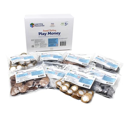 Learning Resources Bulk Play Money Pack Play Money for Kids Plastic UK Coins Set Ages 3 +