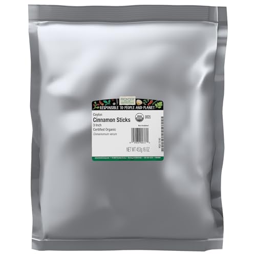 Frontier Co-op Organic Ceylon Cinnamon Sticks 3' 1lb - Bulk Cinnamon Sticks for Crafts, Drinks, Holiday Recipes, Cinnamon Powder and More