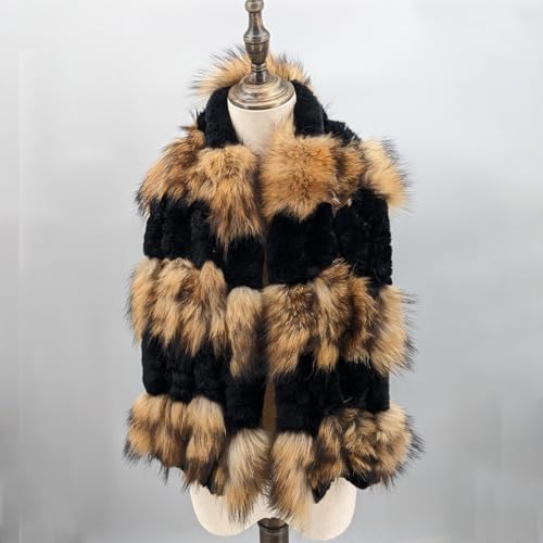 LVCOMEFF Women Real Rex Rabbit Fur Fox Fur Scarf Furry Fluffy Luxurious Winter Warm Natural Fox2