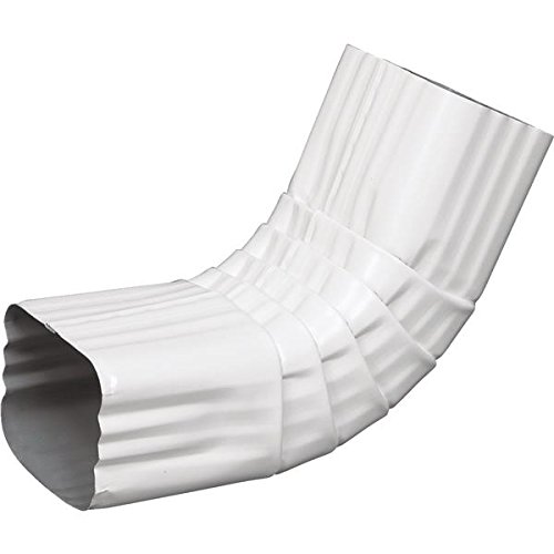 Gutter Front Elbow, Style A, 75 Degree, White Galvanized Steel, 2 x 3-In.