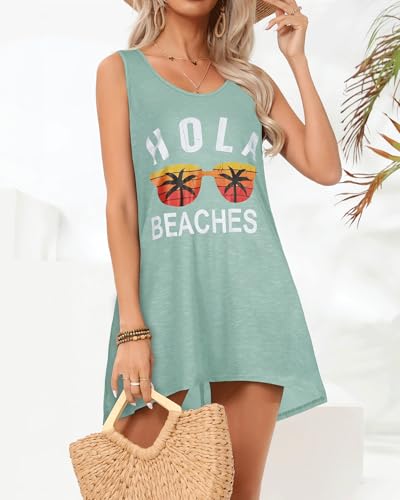 Image of elescat Womens Swimsuit Cover Up Summer Sleeveless T Shirt Beach Dress Tank Bikini Coverups 2026