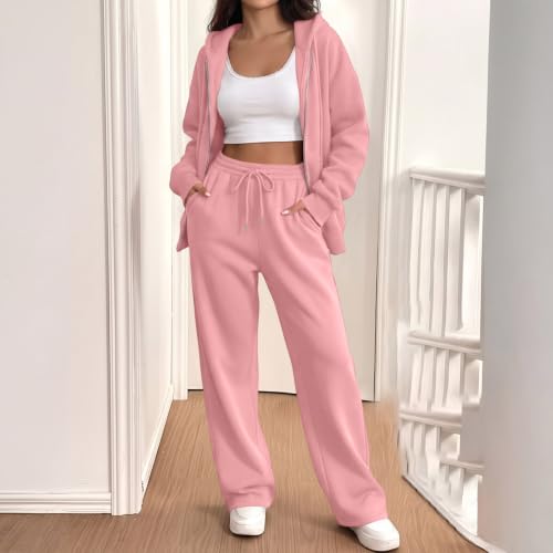 SdGgsgv Sweat Sets Women Zip Hoodie Wide Leg Sweat Pants Gym Tracksuit - image 4