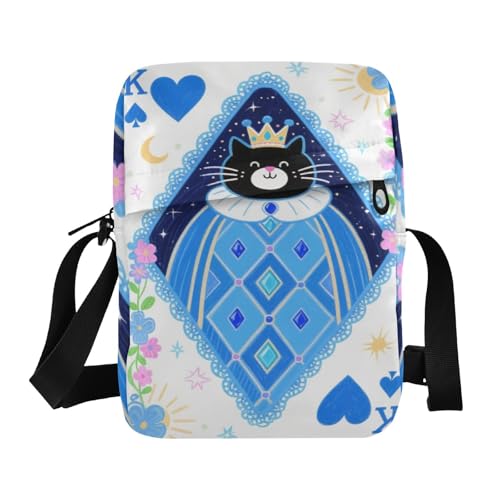 small messenger bag for men cross body bag Casual Purse Adjustable Strap for Travel Travel- Pop Art Cartoon Poker Cat