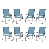 VICLLAX 8 Pieces Patio Folding Chairs, Outdoor Portable Dining Chairs for Lawn Garden and Porch, Tur