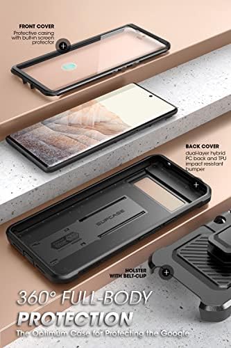 SUPCASE Unicorn Beetle Pro Full-Body Rugged Holster Case for 6.7-Inch Google Pixel 7 Pro (2022),Thermoplastic Polyurethane, Built-in Screen Protector, Black