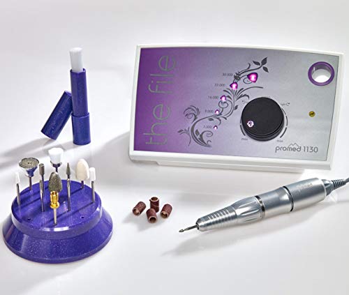Promed the file 1130 elektrische Nagelfeile, Professioneller Nagelfräser inkl.18-teiligem Profizubehör für Nailart/Nageldesign, elektrisches Nagelfräser-Set für Maniküre/Pediküre, 30000 U/min