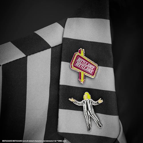 Cinereplicas Beetlejuice - Conjunto de 2 pinos Beetlejuice - 3 cm - Licença oficial, Linho, Zirconit