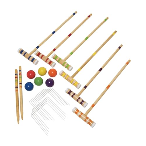 Jeu de croquet 6 joueurs en bois de qualité supérieure pour le jardin