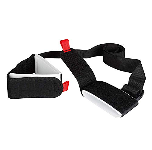 MOUNCHAIN Ski Carrier Strap and Pole Carrier Sling Strap Thick and Strong Ski Shoulder Carrier with Cushioned Magic Sticker Adjustable Ski Accessory for Comfortable & Safety - Without Buckles