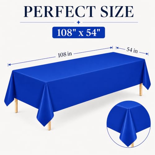 Image of WNINK 3 Pack Dark Blue Plastic Tablecloths, 54 x 108 Inch Disposable Covers | Ideal for Birthdays, Graduations, Baby Showers and Team Parties, Helping Protect Tabletops from Spills and Simplify Cleanup
