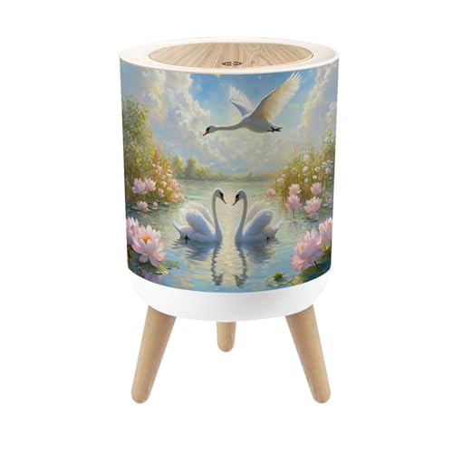 Pequeña caneca de basura redonda con tapa y patas 7L