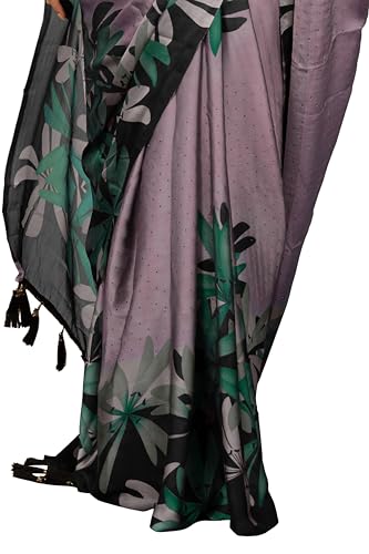 Image of MIRCHI FASHION Women Saree | Chiffon Rhinestone Embellished Floral Printed Office Sari with Blouse