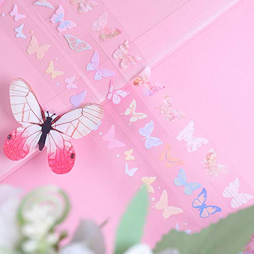 Miniatura 3 de 10 rollos de cinta de plástico impermeable bonita cinta autoadhesiva de 057 pulgadas de ancho patrón de mariposas y frutas calcomanía impresa