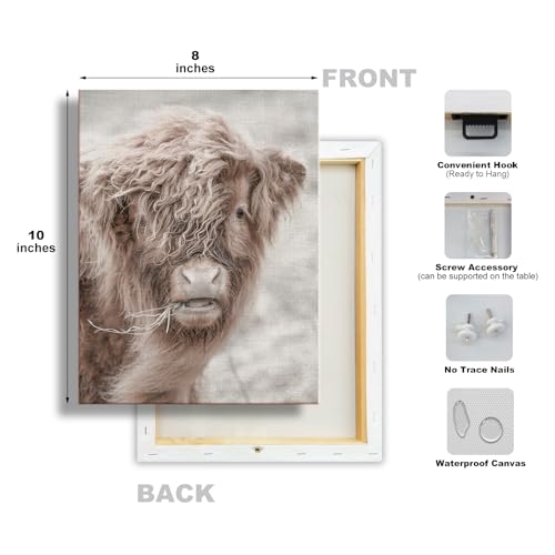 Image of Vintage Farm Cow Farmhouse Decor Cow Prints Canvas Wall Art Prints Pictures Wall Decor for Home Bedroom Office Bathroom Rustic Western Country Birthday Housewarming Gifts 4PCS,Framed,8x10IN