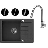 Spüle Küche VBChome Spülbecken Schwarz Mit Armatur 60 X 44 Cm Granit Spüle Küche VBChome Spülbecken Schwarz Mit Armatur 60 X 44 Cm Granit