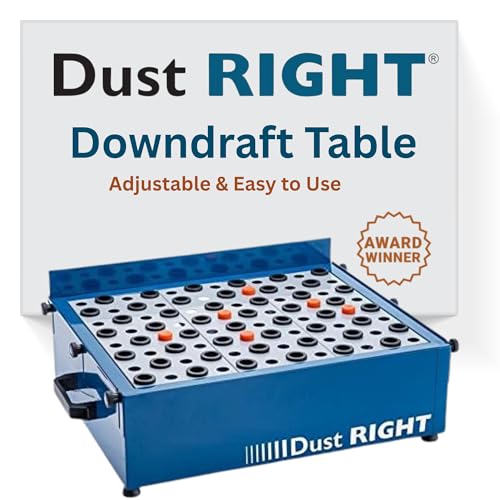 Rockler Downdraft Table - Orange Material Stops Woodworking Table - Metal Dust Collector w/Durable Powder-Coat Finish - Adjustable Rubber Feet Provides Firm Footing