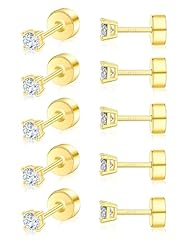 5 Pairs-3mm-14K Gold