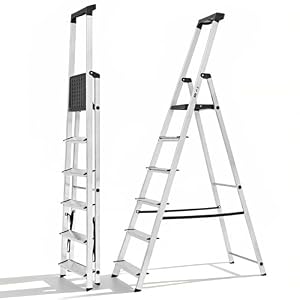 Smug 6 Step Ladder, 330lbs Folding Aluminum Step Stool