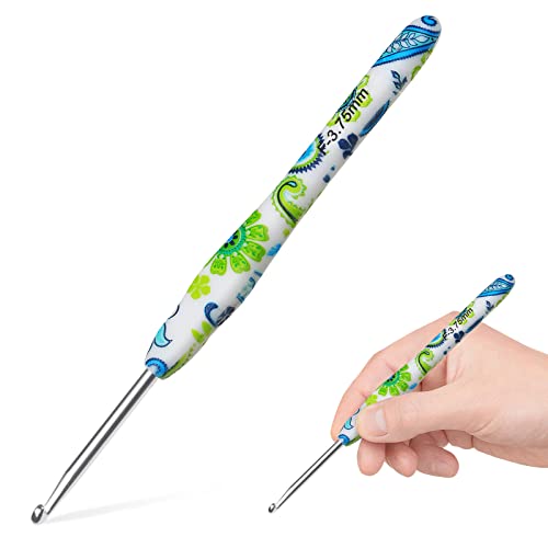 Katech Uncinetto taglia F/3,75 mm, manico ergonomico per mani artritiche, gancio per uncinetto extra lungo per principianti Wemen (taglia F/3,75 mm)