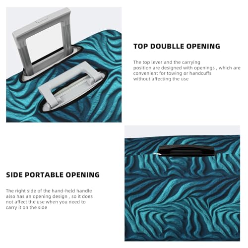 Abstract Zebra Stripes Cyan And Turquoise Elastic Travel Luggage Covers Dustproof Scratch-Resistant Suitcase Protector Fit 22-24 Inch3