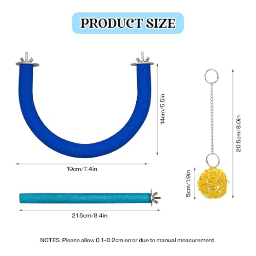 Image of Bird Perch Stand for Cage, Parrot Cage Accessories, Bird Toys U Shaped Stand for Budgies, Small Parakeets, Cockatiels, Conures, Macaws 6 PCS