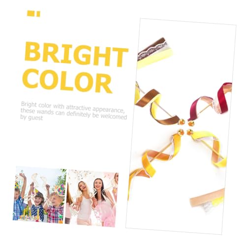 Veemoon 10pcs Decorative Ribbon Sticks Fairy Wands Lace Streamers and Bells, Mixed Colors, Handheld Wedding and Party Ribbon Fairy Sticks for Autumn Lawn and Ceremony Decor - Image 6