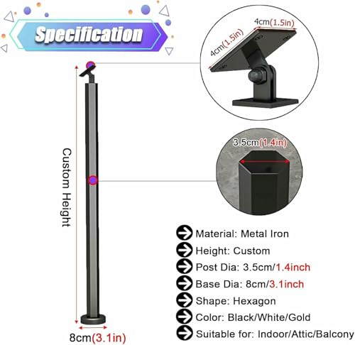 Axe de rampe d'escalier avec tête pivotante pour pose sur inclinaison variable