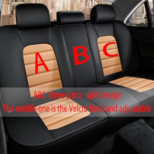 Image of Fit for Sedan SUV Pick-up Truck,Automotive,Ice Slik Nappa Leather Car Seat Covers,Waterproof Durability Washable Seat Covers,5 Seat Complete Set Luxury Car Seat Cover(Orange & Black)