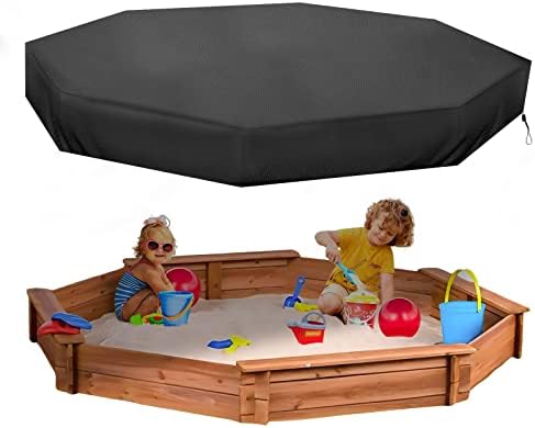 Octagon Sandbox Cover, Outdoor Garden Outdoor Octagon Sand Box Cover, 420D Oxford Cloth Waterproof, Windproof and Dustproof, Suitable for Children’s Sandbox Protection (Black,84″ X 78″ X 9″)