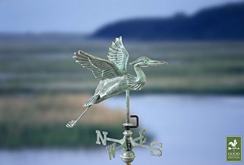 Gooddirectionsblueheroncottageweathervaneincludesroofmountblueverdecopperpatina  Urban Country Home Decor Good directions blue heron cottage weathervane includes roof mount blue verde copper patina  urban country home decor