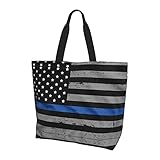 KIROJA Psych Sac à bandoulière avec citation ananas pour femme, sac fourre-tout de voyage, sacs d'épicerie, sac de rangement, Drapeau américain à ligne bleue., Taille unique