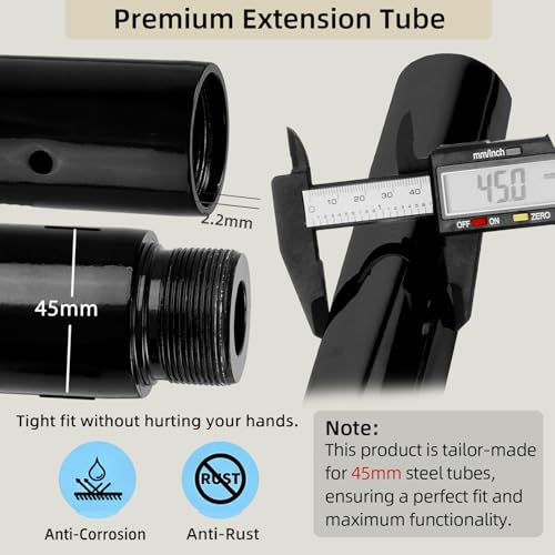 Image of Pole Extension for Pole Dancing 45mm - 125 /250 /500mm Dancing Pole Extension, Easy to Install, Smooth Connection Chrome Extension for Dance Pole (Black, 125 Millimeters)