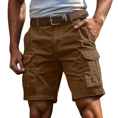 Mens Hiking Jean Shorts with Cargo Pocket 7'' Inseams Baggy Jorts Casual Denim Shorts with Pockets for Men