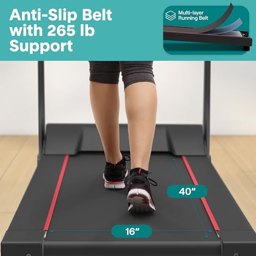 Image of SereneLife Electric Folding Treadmill Exercise Machine - Smart Compact Digital Workout Fitness Trainer w /Bluetooth App Sync, Manual Incline Adjustment, for Walking, Running, Gym