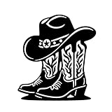 Cowboy Hat and Boots Silhouette Metal Wall Art Black...