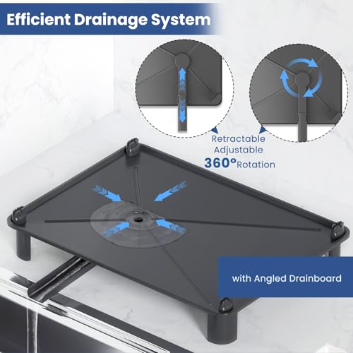 Tellern und Tassen inklusive integrierter Handtuchstange. - Detailansicht von ViviDreamore Abtropfgestell 360°...