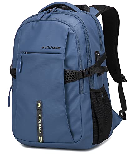 Image of Arctic Hunter Lightweight Laptop Backpack 15.6 inch Shock-Resistant Compartment 7-Pocket Organized Design USB Charging Port Water-Resistant 30L Travel Daypack with YKK Zippers (Blue)