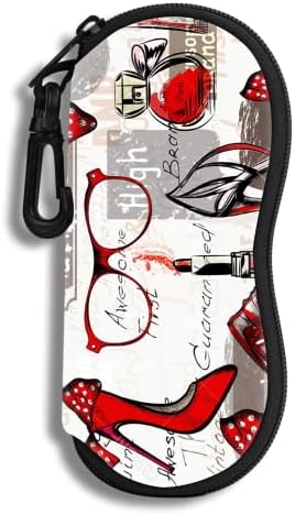 Hion Eyeglass Case Sunglasses Soft Pouch with Belt Clip Ultra Light Neoprene Zipper Eyeglass Case Printed Sunglass Bag for Stylish Portable Travel Glasses Casefor Men & Women