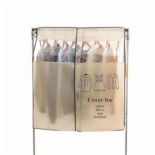 Closet Cover, Garment Storage Bags for Hanging Clothes, Non-Woven Material, Soft, Transparent Window, Paste Design, Suit Storage(White)